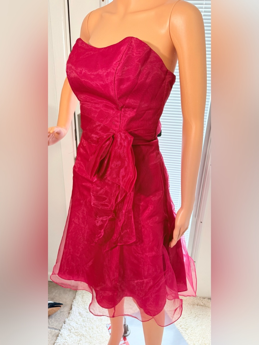 Alfred Angelo Strapless Ruffled Cocktail Dress in Fuchsia